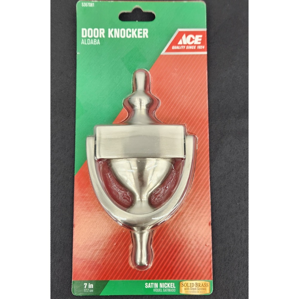 ACE 7 in Satin Nickel Door Knocker - Solid Brass with Screws - New in Package